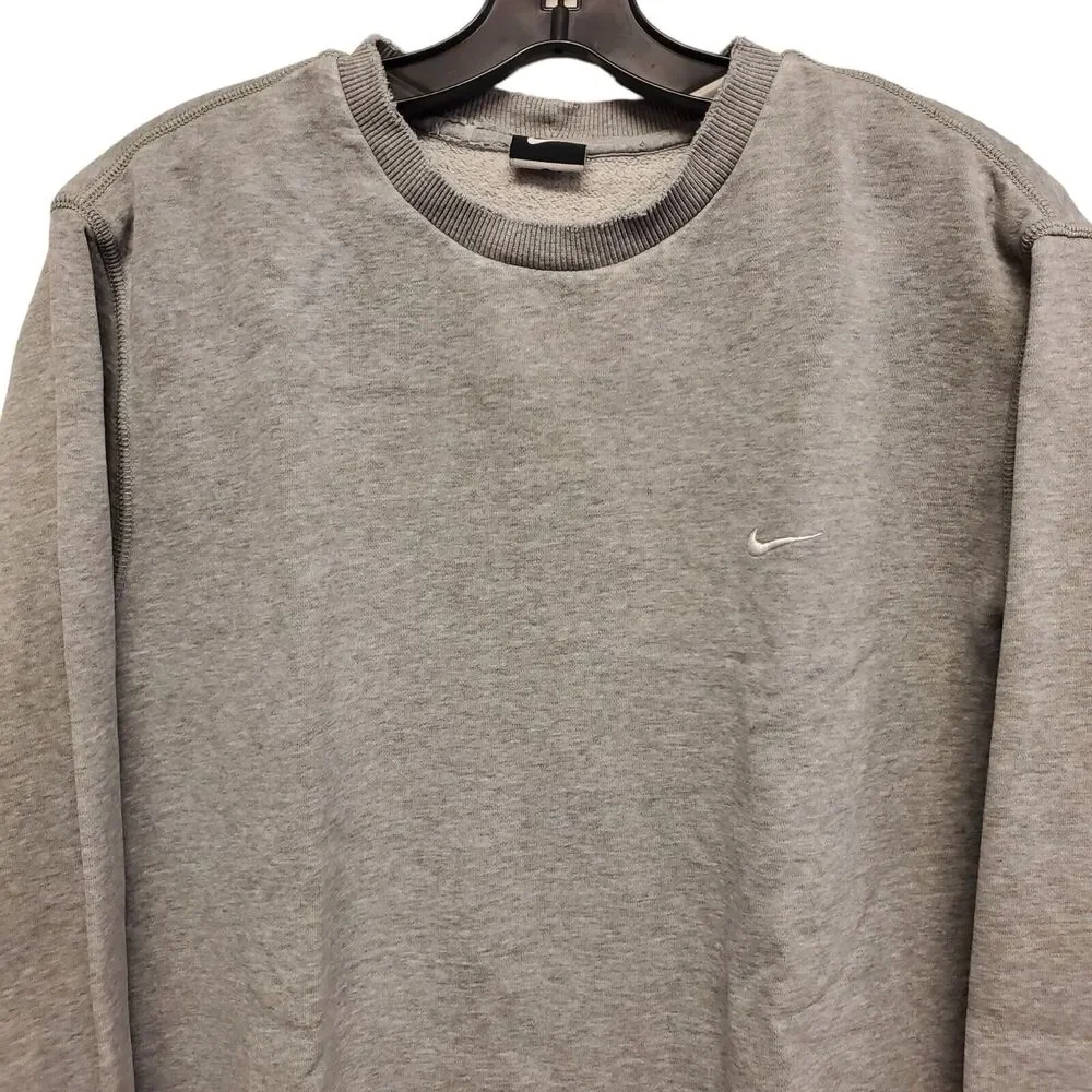 NIKE Sweater Mens XL Gray Swoosh Athletic Activewear Sweatshirt Slight Distress